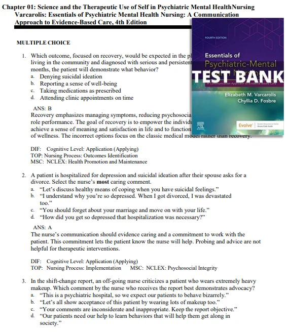 Essentials of Psychiatric Mental Health Nursing 4th Edition Varcarolis Nursing Test Bank Essentials of Psychiatric Mental Health Nursing 4th Edition Varcarolis Nursing Test Bank