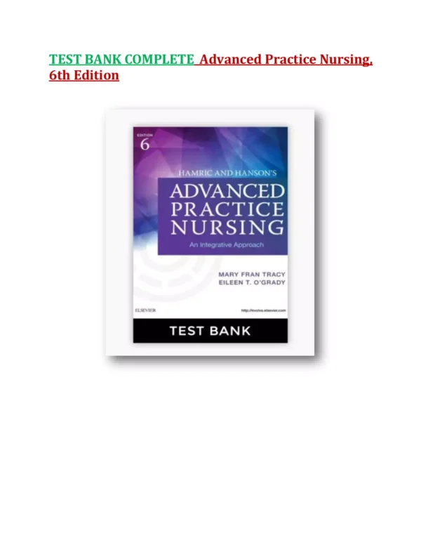 Hamric and Hanson's Advanced Practice Nursing 6th Edition Test Bank Hamric and Hanson's Advanced Practice Nursing 6th Edition Test Bankننننن
