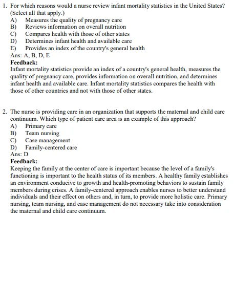 Maternal and Child Health Nursing 8th Edition Silbert-Flagg Test Bank Maternal and Child Health Nursing 8th Edition Silbert-Flagg Test Bank