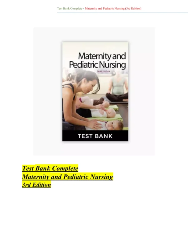 Maternity and Pediatric Nursing 3rd Edition Test Bank