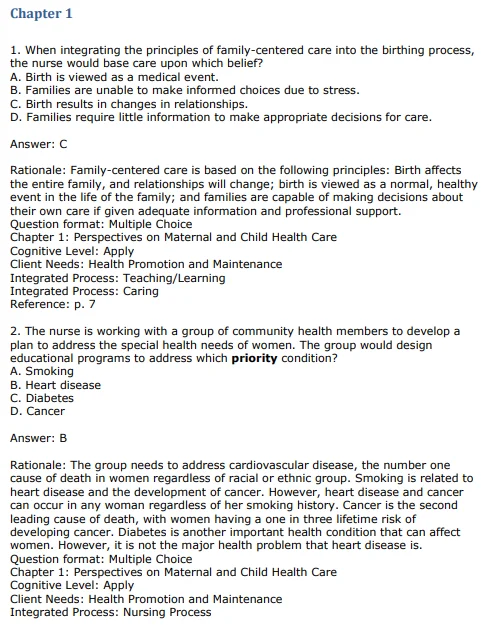 Maternity and Pediatric Nursing 4th Edition Ricci Kyle Carman Test Bank