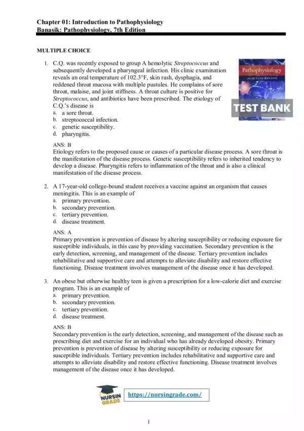 Pathophysiology 7th Edition Jacquelyn Banasik Test Bank