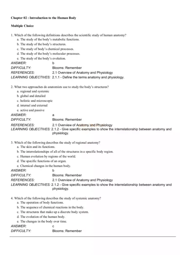 Anatomy and Physiology 1st Edition by Elizabeth Co Test Bank