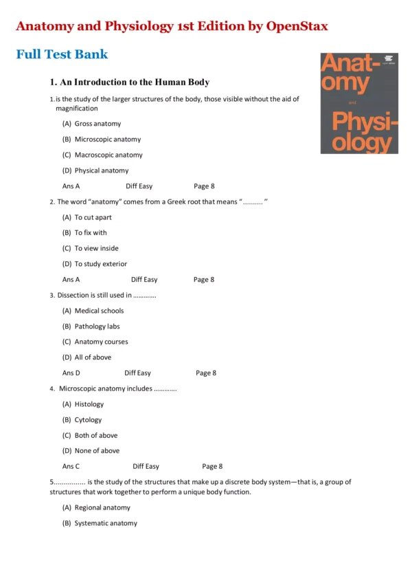 Anatomy and Physiology 1st Edition by OpenStax Test Bank1 Anatomy and Physiology 1st Edition by OpenStax Test Bank