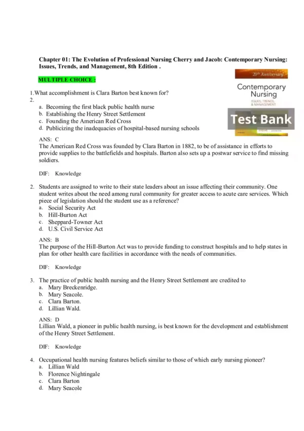 Contemporary Nursing 8th Edition by Barbara Cherry Test Bank_Page1 Contemporary Nursing 8th Edition by Barbara Cherry Test Bank