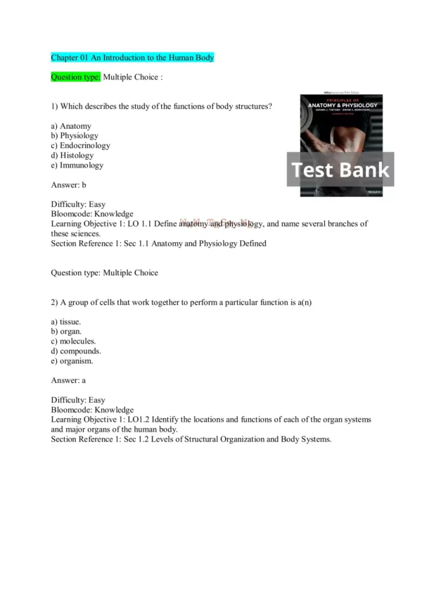 Principles of Anatomy and Physiology 16th Edition by Gerard J. Tortora Test Bank_Page1 Principles of Anatomy and Physiology 16th Edition by Gerard J. Tortora Test Bank