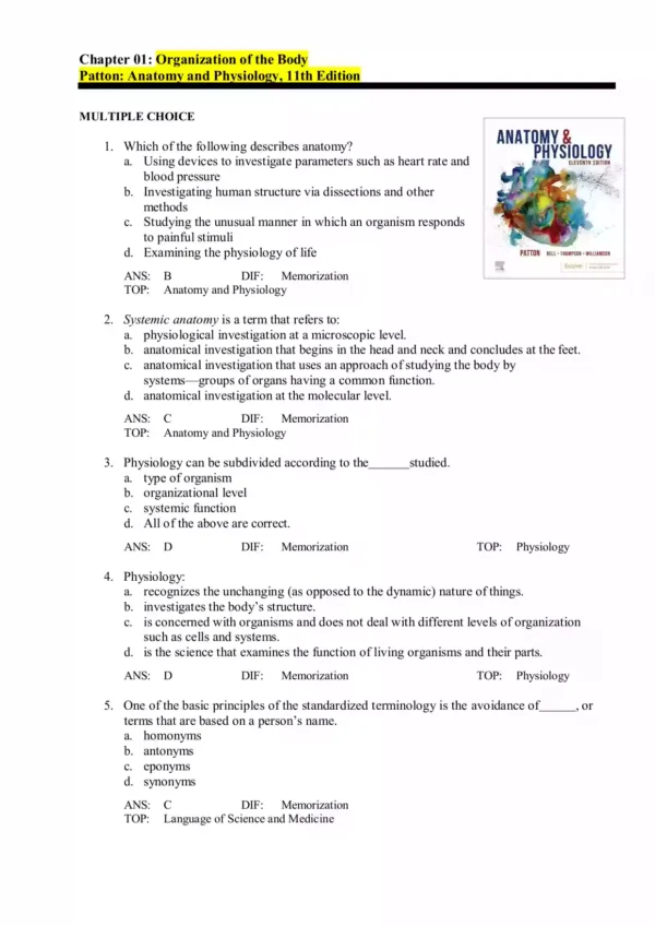 Anatomy and Physiology 11th Edition by Patton Chapter 1-48 Test Bank_Page1.webp-001 Anatomy and Physiology 11th Edition by Patton Test Bank