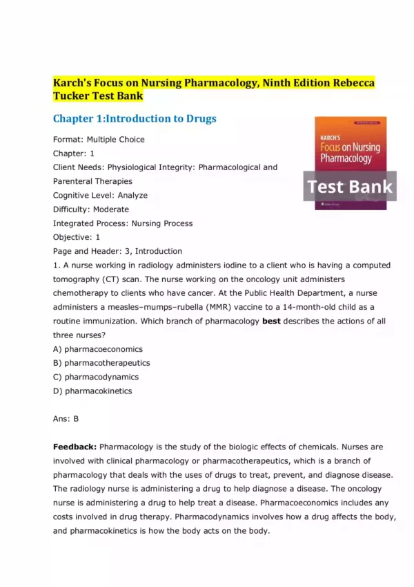 Karch's Focus on Nursing Pharmacology 9th Edition by Rebecca Tucker Test Bank_Page1.webp-0001 Karch's Focus on Nursing Pharmacology 9th Edition by Rebecca Tucker Test Bank